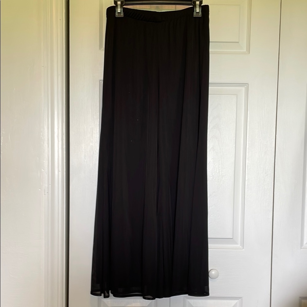 VTG wide leg/flair sheer overlay elastic black pants papertag Women’s L petite